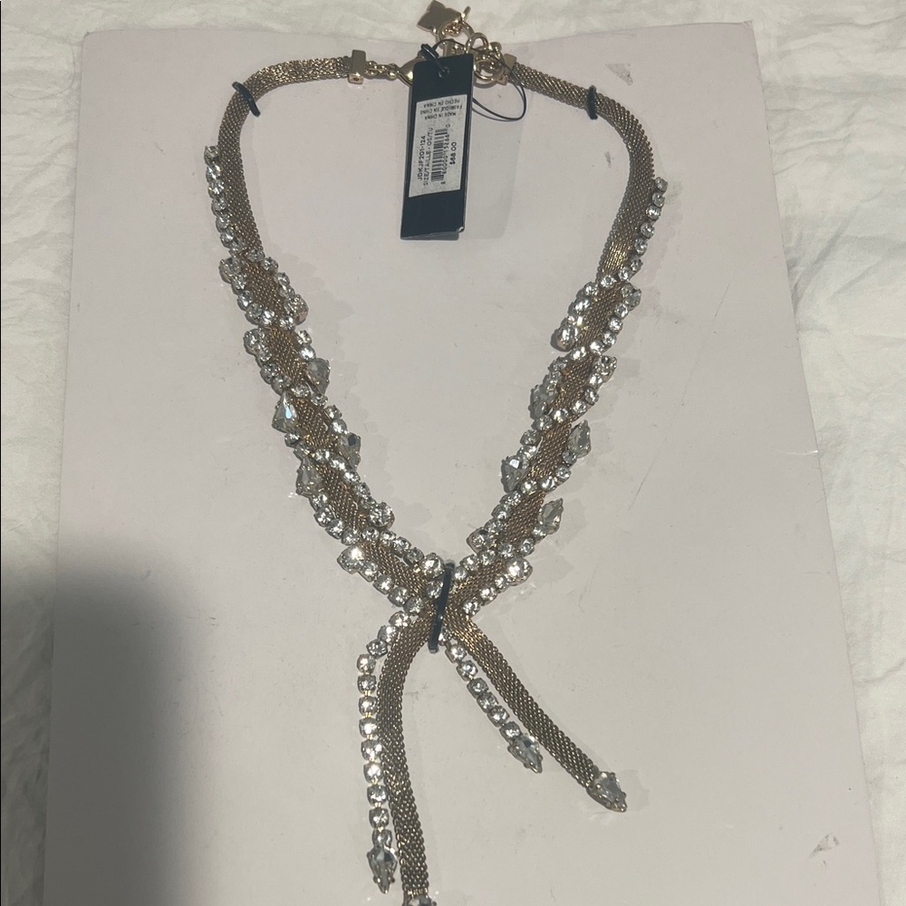 BCBGMaxAzria Gold and Silver Necklace with Crystal Accents